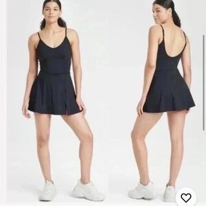 JOYLAB Womens Sz S Active Corset Tennis Romper Black Athletic Skort Mini Dress